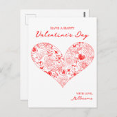 かわいい赤バレンタインデーフローラハート姓 ポストカード (正面/裏面)