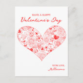 かわいい赤バレンタインデーフローラハート姓 ポストカード (正面)