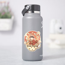 かわいい赤パンダのコーヒーカップのビニールステッカー