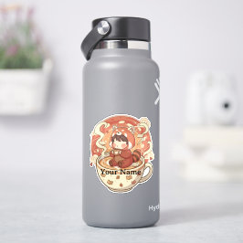 かわいい赤パンダのコーヒーカップのビニールステッカー シール