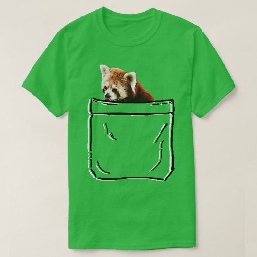 かわいい赤パンダのポケット Tシャツ (デザイン正面)