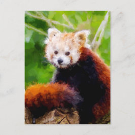 かわいい赤パンダの獣絵を描の手 ポストカード