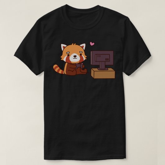 かわいい赤パンダはゲームが大好き Tシャツ (デザイン正面)