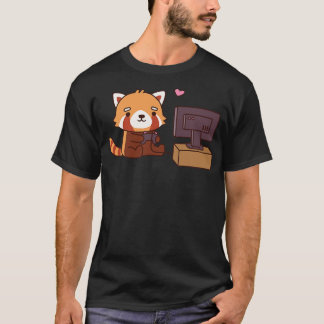 かわいい赤パンダはゲームが大好き Tシャツ