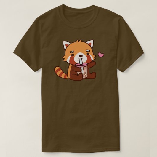 かわいい赤パンダはバブルティーが大好き Tシャツ (デザイン正面)