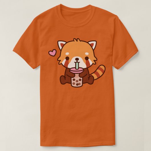 かわいい赤パンダはバブルティーが大好き Tシャツ (デザイン正面)