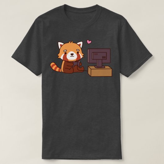かわいい赤パンダはビデオゲームが大好き Tシャツ (デザイン正面)