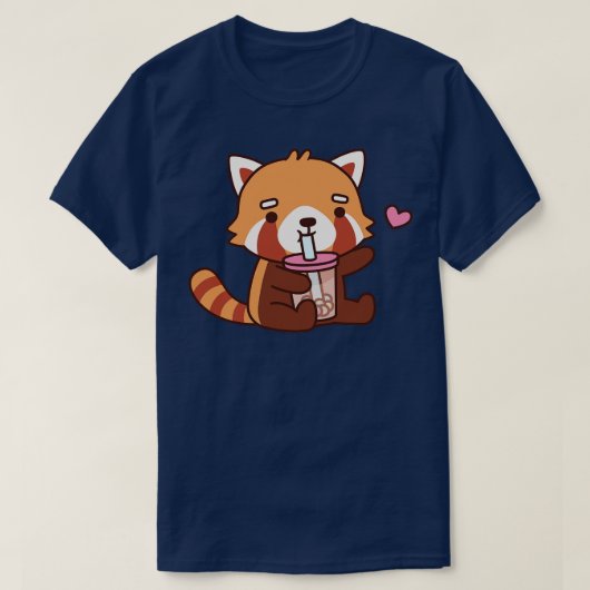 かわいい赤パンダはボバティーが大好き Tシャツ (デザイン正面)