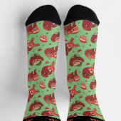 かわいい赤パンダサンタクリスマスパターンホリデー ソックス (上部)