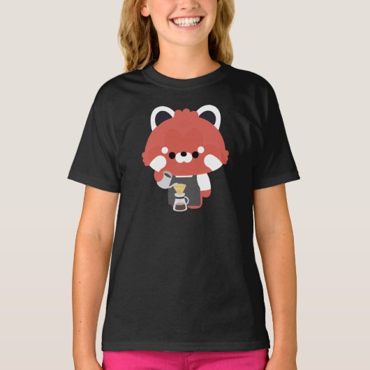 かわいい赤パンダバリスタ Tシャツ (正面)