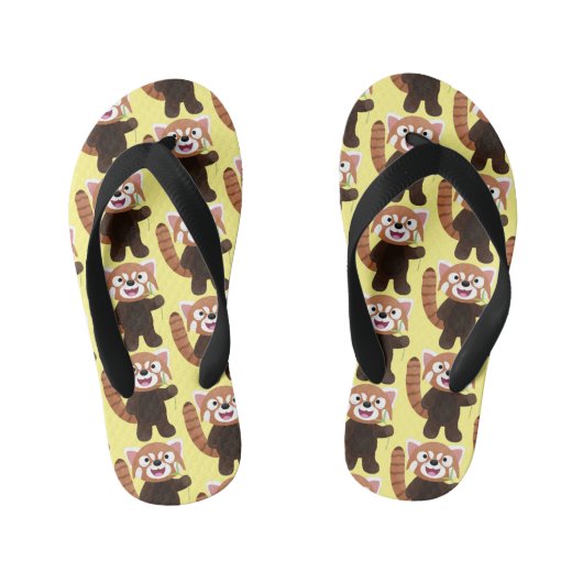 かわいい赤パンダ漫画イラストレーション キッズビーチサンダル (フットベッド)