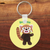 かわいい赤パンダ漫画イラストレーション キーホルダー (正面)