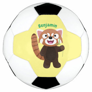 かわいい赤パンダ漫画イラストレーション サッカーボール