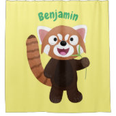 かわいい赤パンダ漫画イラストレーション シャワーカーテン (正面)