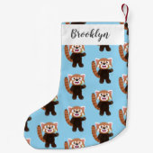 かわいい赤パンダ漫画イラストレーション スモールクリスマスストッキング (裏面)