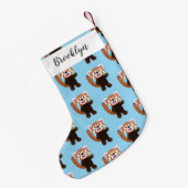 かわいい赤パンダ漫画イラストレーション スモールクリスマスストッキング (裏面 (吊り時))