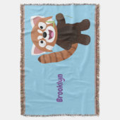 かわいい赤パンダ漫画イラストレーション スローブランケット (正面縦)