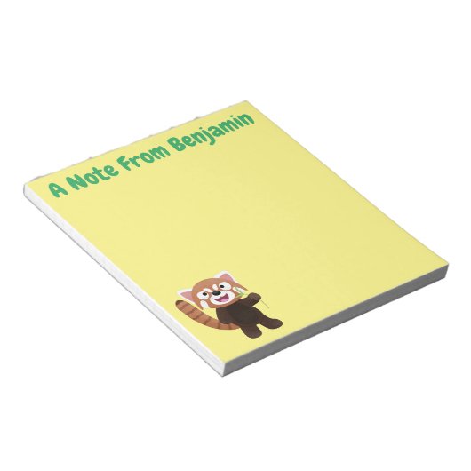 かわいい赤パンダ漫画イラストレーション ノートパッド (アングル)