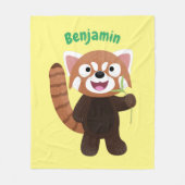 かわいい赤パンダ漫画イラストレーション フリースブランケット (正面)