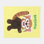 かわいい赤パンダ漫画イラストレーション フリースブランケット (正面(横))