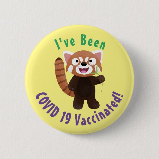 かわいい赤パンダ漫画イラストレーション 缶バッジ (正面)