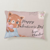 かわいい赤パンダ郵便バレンタインデー アクセントクッション (裏面)