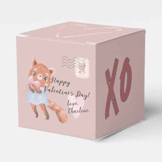 かわいい赤パンダ郵便バレンタインデー フェイバーボックス (正面サイド)