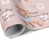 かわいい赤パンダ郵便バレンタインデー ラッピングペーパー (ロールコーナー)