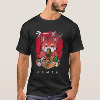 かわいい赤パンダ食べラーメン大好きラーメン Tシャツ