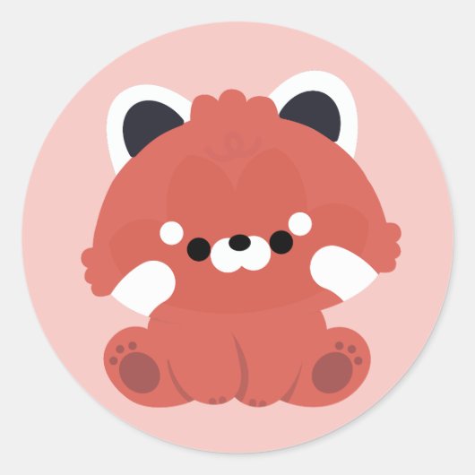 かわいい赤パンダ ラウンドシール (正面)