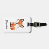 かわいい赤パーソナライズされたキツネキッド ラゲッジタグ (正面横)