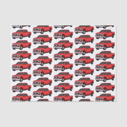 かわいい赤ピックアップトラックの漫画イラストレーション 薄葉紙 (正面)