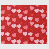 かわいい赤ピンクのキャンディーメッセージバレンタインデー ラッピングペーパー (フラット)