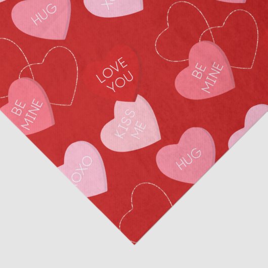 かわいい赤ピンクのキャンディーメッセージバレンタインデー 薄葉紙 (詳細)