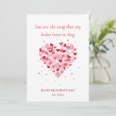 かわいい赤ピンクのハートの写真 バレンタインデー シーズンカード (スタンド正面)