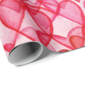 かわいい赤ピンクの水色のハート ラッピングペーパー (ロールコーナー)