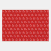 かわいい赤ピンクの白いハート ラッピングペーパーシート (正面2)