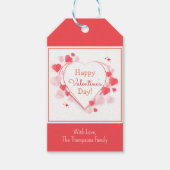 かわいい赤ピンクハートハッピーバレンタインデー名 ギフトタグ (正面)