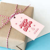 かわいい赤ピンクメリーと明るいクリスマス ギフトタグ