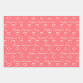 かわいい赤ピンク白ハートカスタム文字 ラッピングペーパーシート (正面2)