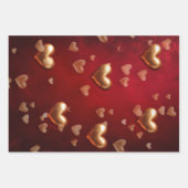 かわいい赤フローラ&ピンクハートバレンタインデー ラッピングペーパーシート (正面3)