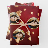 かわいい赤フローラ&ピンクハートバレンタインデー ラッピングペーパーシート (インサイチュ)