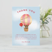かわいい赤ホットエアバルーン赤ちゃんシャワー サンキューカード (スタンド正面)