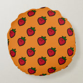 かわいい赤マンガベジタリアン ラウンドクッション (裏面)