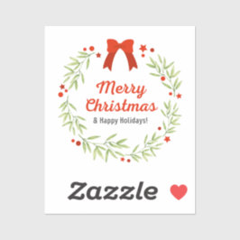 かわいい赤メリークリスマスとハッピーホリデー シール