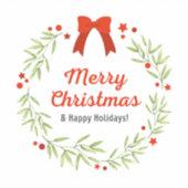 かわいい赤メリークリスマスとハッピーホリデー シール (正面)