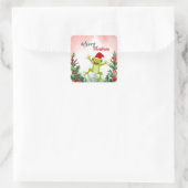 かわいい赤メリークリスマスカエルSantaクリスマスパーティー スクエアシール (バッグ)