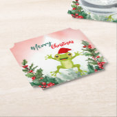 かわいい赤メリークリスマスカエルSantaクリスマスパーティー ペーパーコースター (アングル)