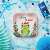 かわいい赤メリークリスマスカエルSantaクリスマスパーティー ペーパープレート (パーティー)