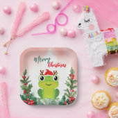 かわいい赤メリークリスマスカエルSantaクリスマスパーティー ペーパープレート (パーティー)